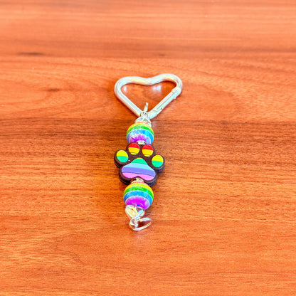Rainbow Paw Beaded Keychain