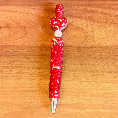 Red Rhinestone Bling Beaded Pen - Glam Stationery