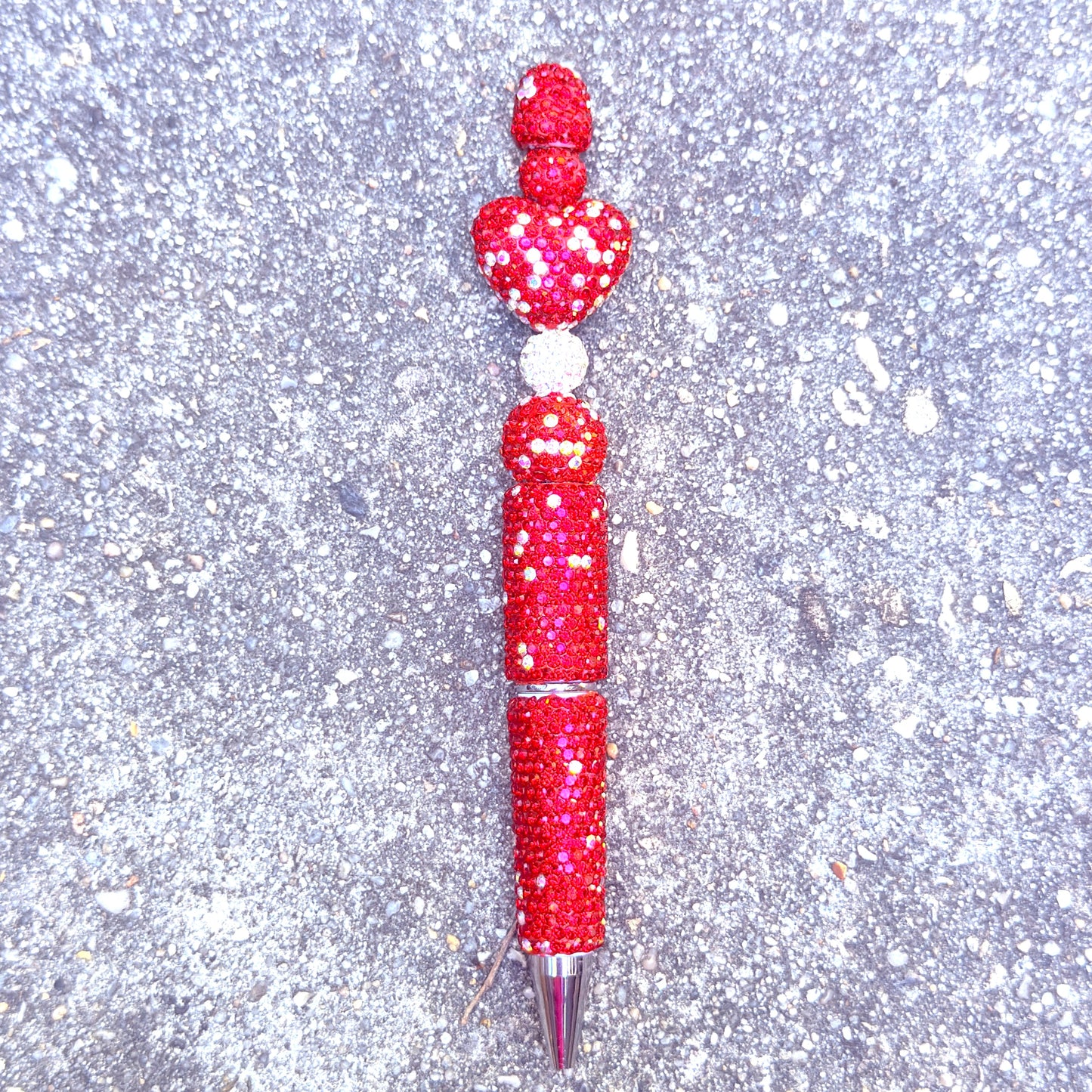 Red Rhinestone Bling Beaded Pen - Glam Stationery