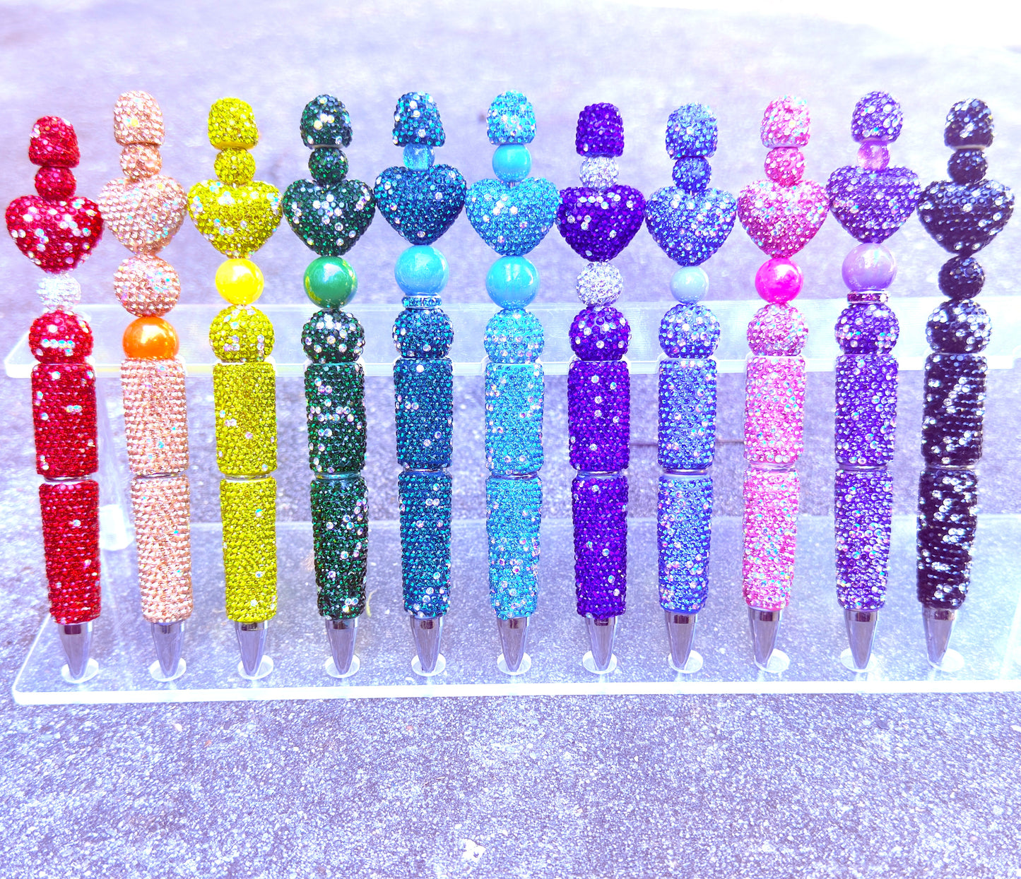 Light Blue Rhinestone Bling Beaded Pen - Glam Stationery