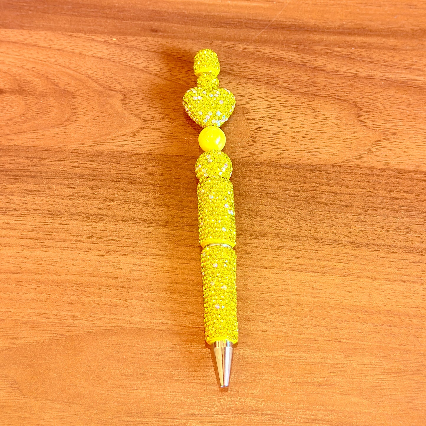 Yellow Rhinestone Bling Beaded Pen - Glam Stationery