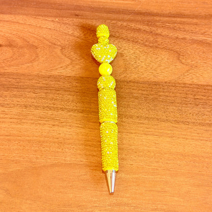 Yellow Rhinestone Bling Beaded Pen - Glam Stationery