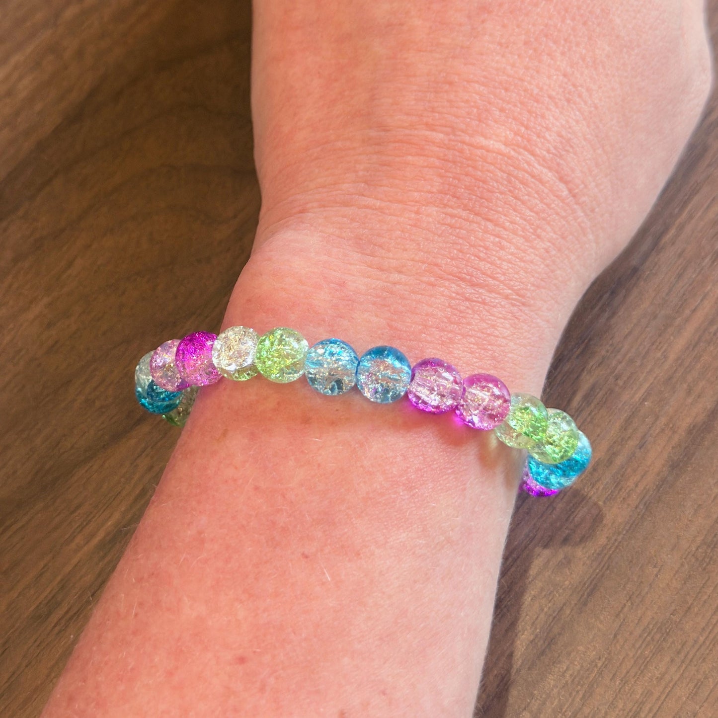 Polysexual Pride Bracelet - Glass Bead Stretch Cord LGBTQIA+ Statement Piece