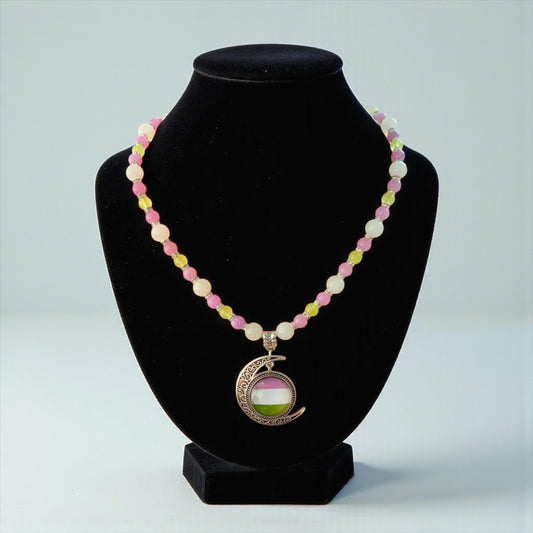 Gender Queer Pride Necklace - LGBTQIA+ Jade Handmade Beaded Necklace - Statement Piece