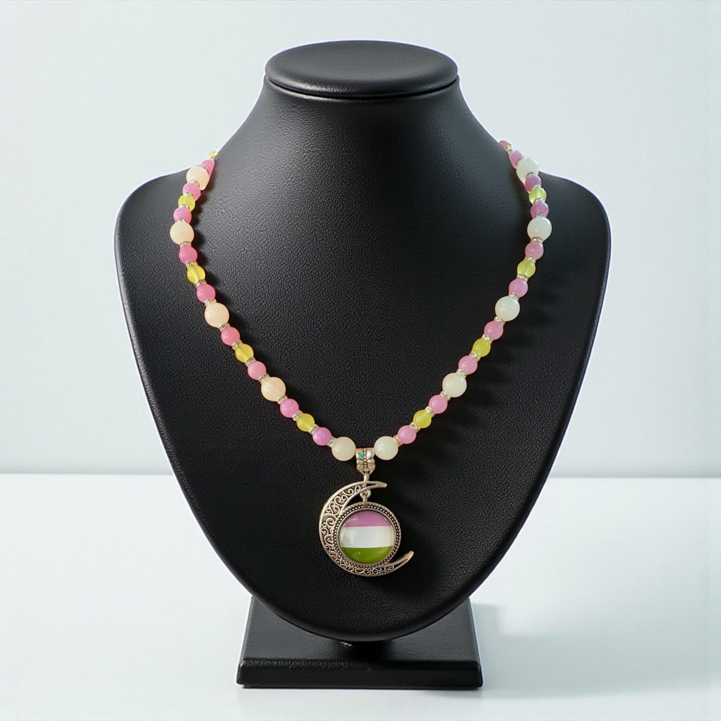 Gender Queer Pride Necklace - LGBTQIA+ Jade Handmade Beaded Necklace - Statement Piece