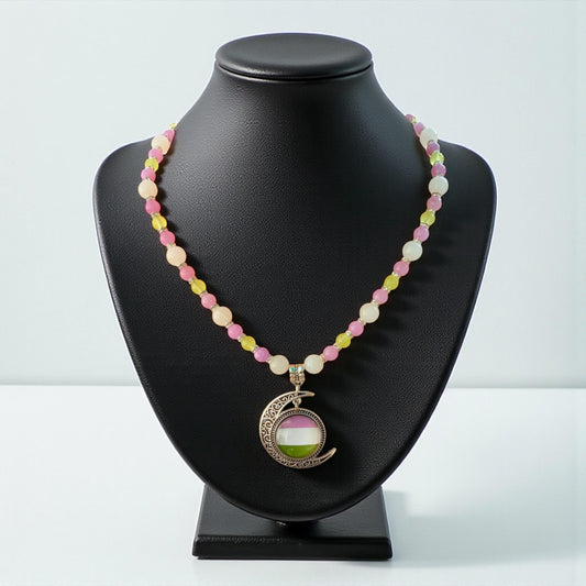 Gender Queer Pride Necklace - LGBTQIA+ Jade Handmade Beaded Necklace - Statement Piece