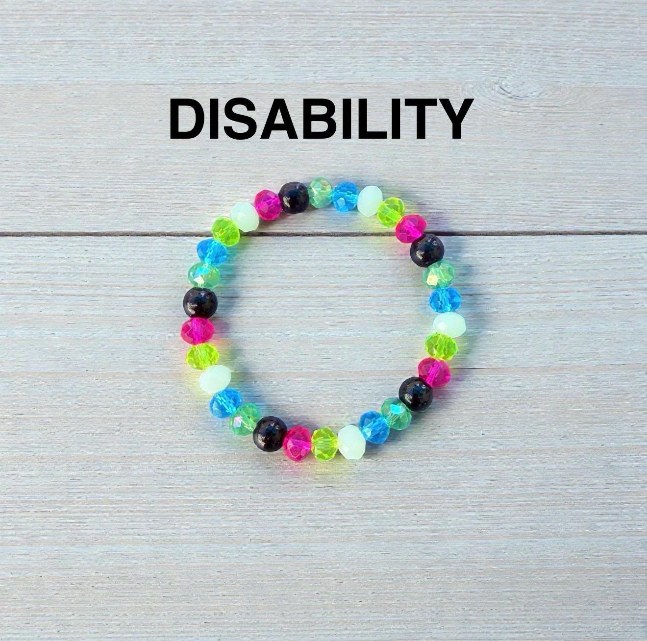 Disability Pride Faceted Glass Stretch Bracelet – Colorful Awareness Jewelry