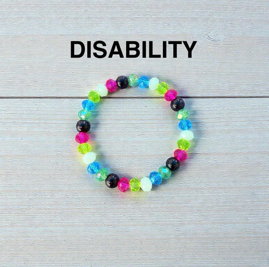 Disability Pride Faceted Glass Stretch Bracelet – Colorful Awareness Jewelry