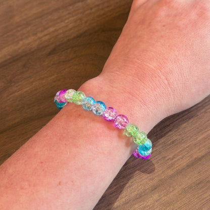 Polysexual Pride Bracelet - Glass Bead Stretch Cord LGBTQIA+ Statement Piece