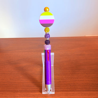 Nonbinary Pride 4-in-1 Beaded Pen