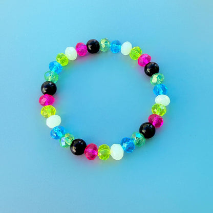 Disability Pride Faceted Glass Stretch Bracelet – Colorful Awareness Jewelry