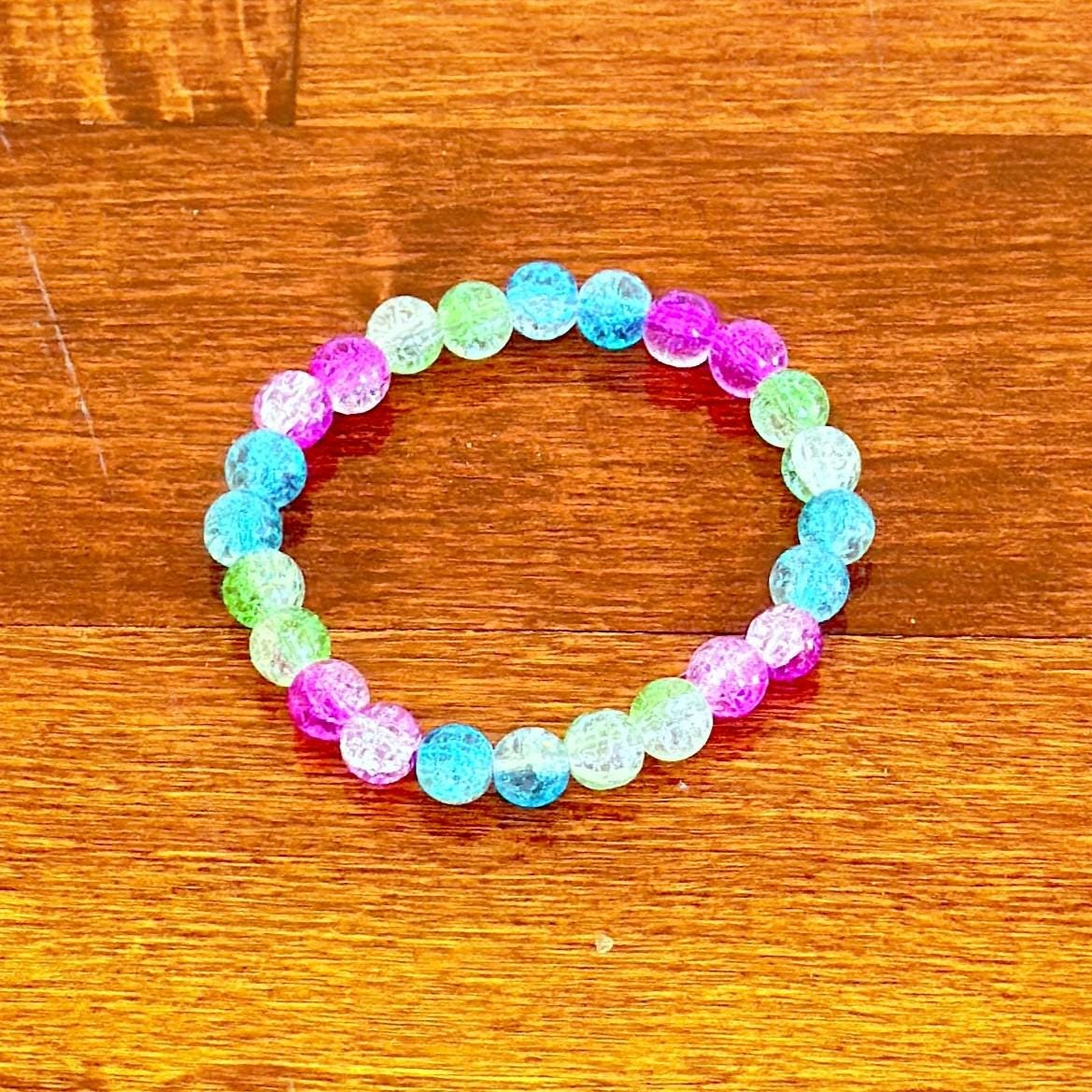 Polysexual Pride Bracelet - Glass Bead Stretch Cord LGBTQIA+ Statement Piece