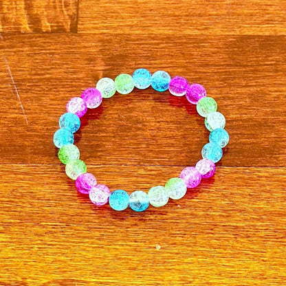 Polysexual Pride Bracelet - Glass Bead Stretch Cord LGBTQIA+ Statement Piece