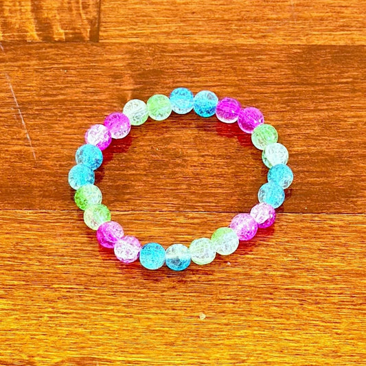 Polysexual Pride Bracelet - Glass Bead Stretch Cord LGBTQIA+ Statement Piece