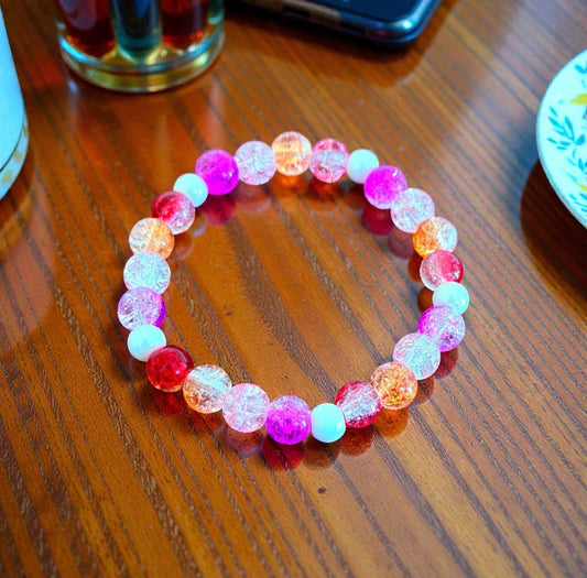 Lesbian Pride LGBTQIA+ Glass Beaded Stretch Bracelet