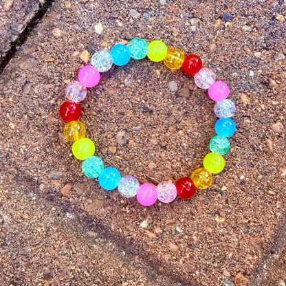 Rainbow Pride LGBTQIA+ Glass Beaded Stretch Bracelet