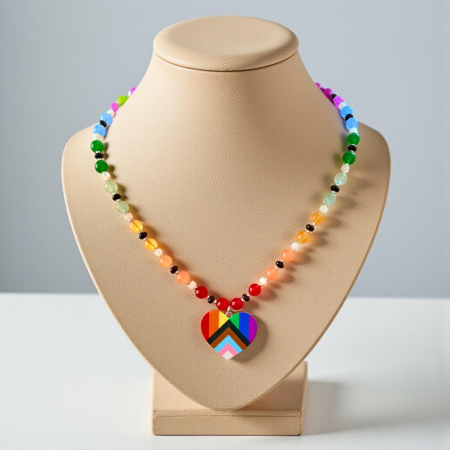Pride Ally Pendant - Handmade Beaded Gemstone Statement Piece