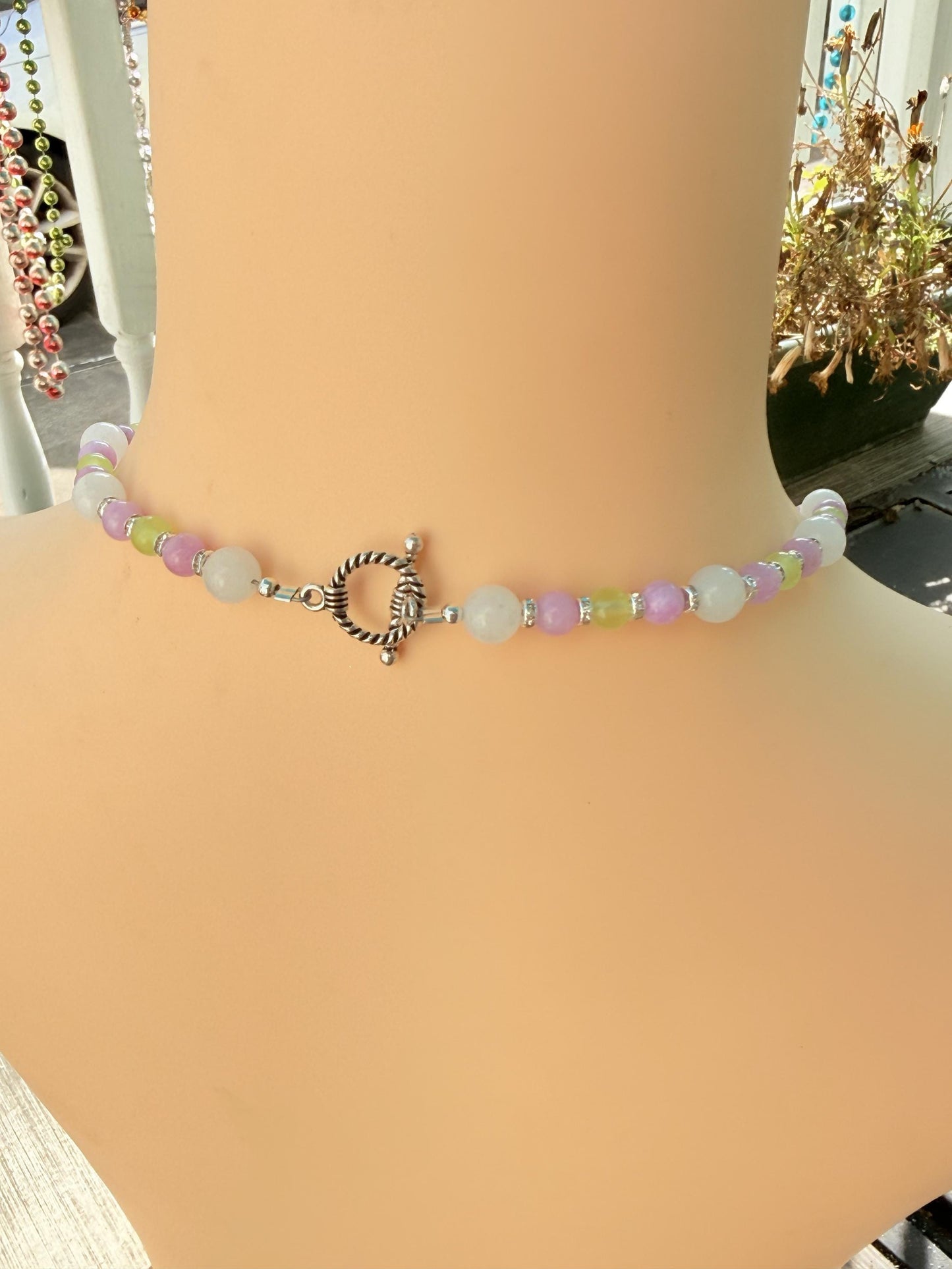 Gender Queer Pride Necklace - LGBTQIA+ Jade Handmade Beaded Necklace - Statement Piece