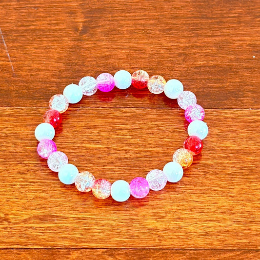 Lesbian Pride LGBTQIA+ Glass Beaded Stretch Bracelet