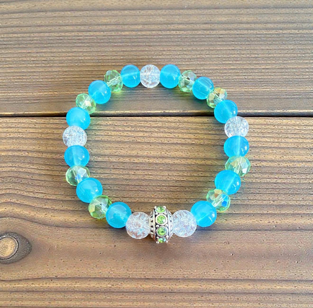 Genderqueer Pride Faceted Glass Stretch Bracelet – Sparkling Rhinestone Accent