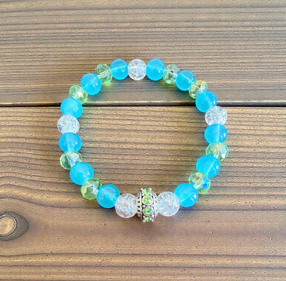 Genderqueer Pride Faceted Glass Stretch Bracelet – Sparkling Rhinestone Accent