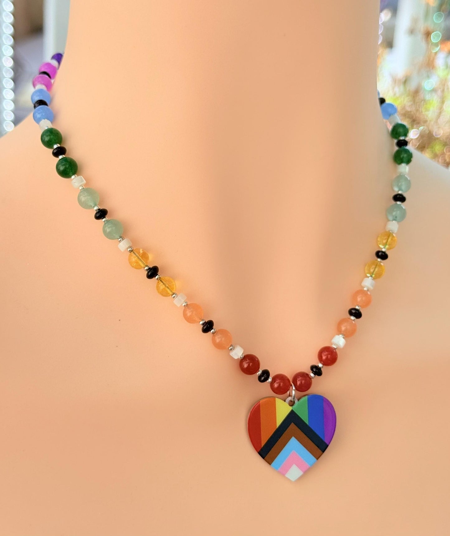 Pride Ally Pendant - Handmade Beaded Gemstone Statement Piece