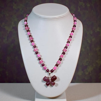 Amethyst Butterfly Pendant - Gemstone Beaded Necklace