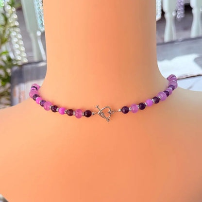 Amethyst Butterfly Pendant - Gemstone Beaded Necklace