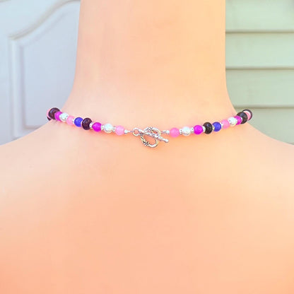 Genderfluid Pride Heart Gemstone LGBTQ Necklace