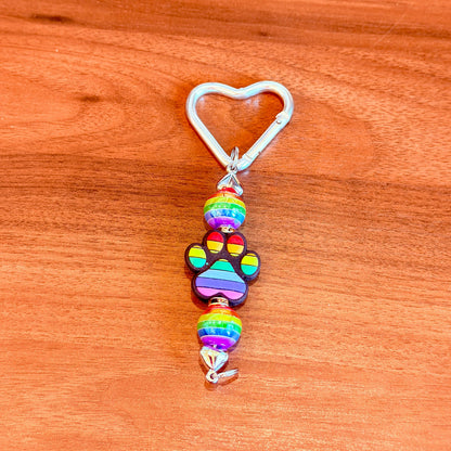Rainbow Paw Beaded Keychain