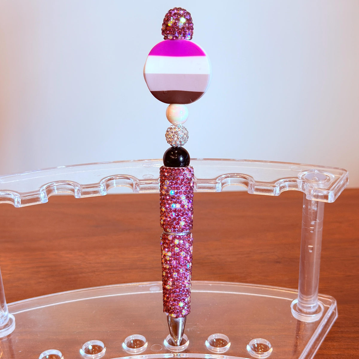 Asexual Pride Beaded Pen | Super Sparkly Retractable Pen
