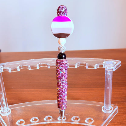 Asexual Pride Beaded Pen | Super Sparkly Retractable Pen