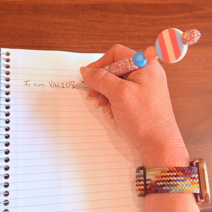 Trans Pride Beaded Pen | Super Sparkly Retractable Pen