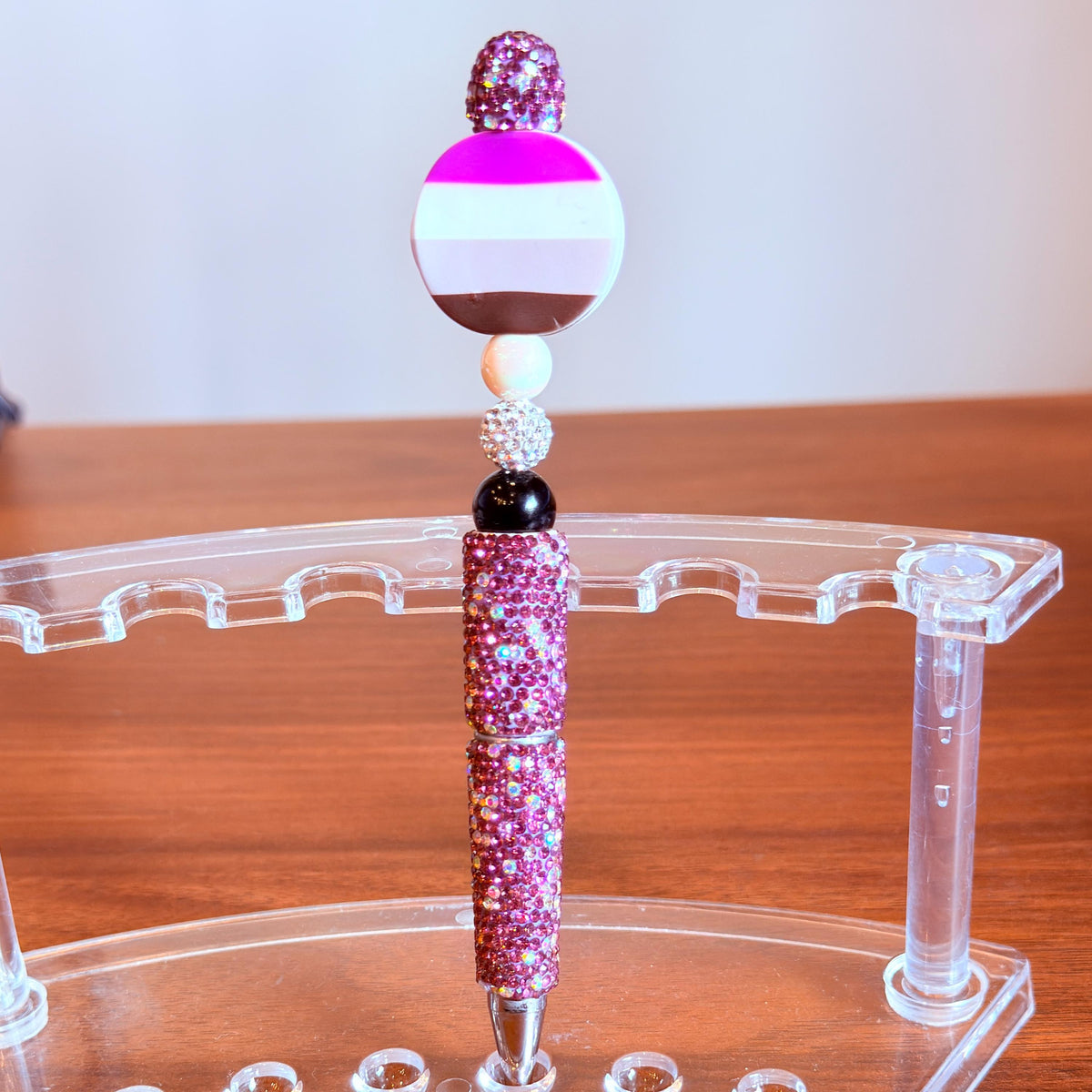 Asexual Pride Beaded Pen | Super Sparkly Retractable Pen