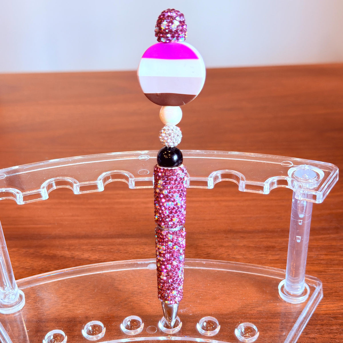 Asexual Pride Beaded Pen | Super Sparkly Retractable Pen