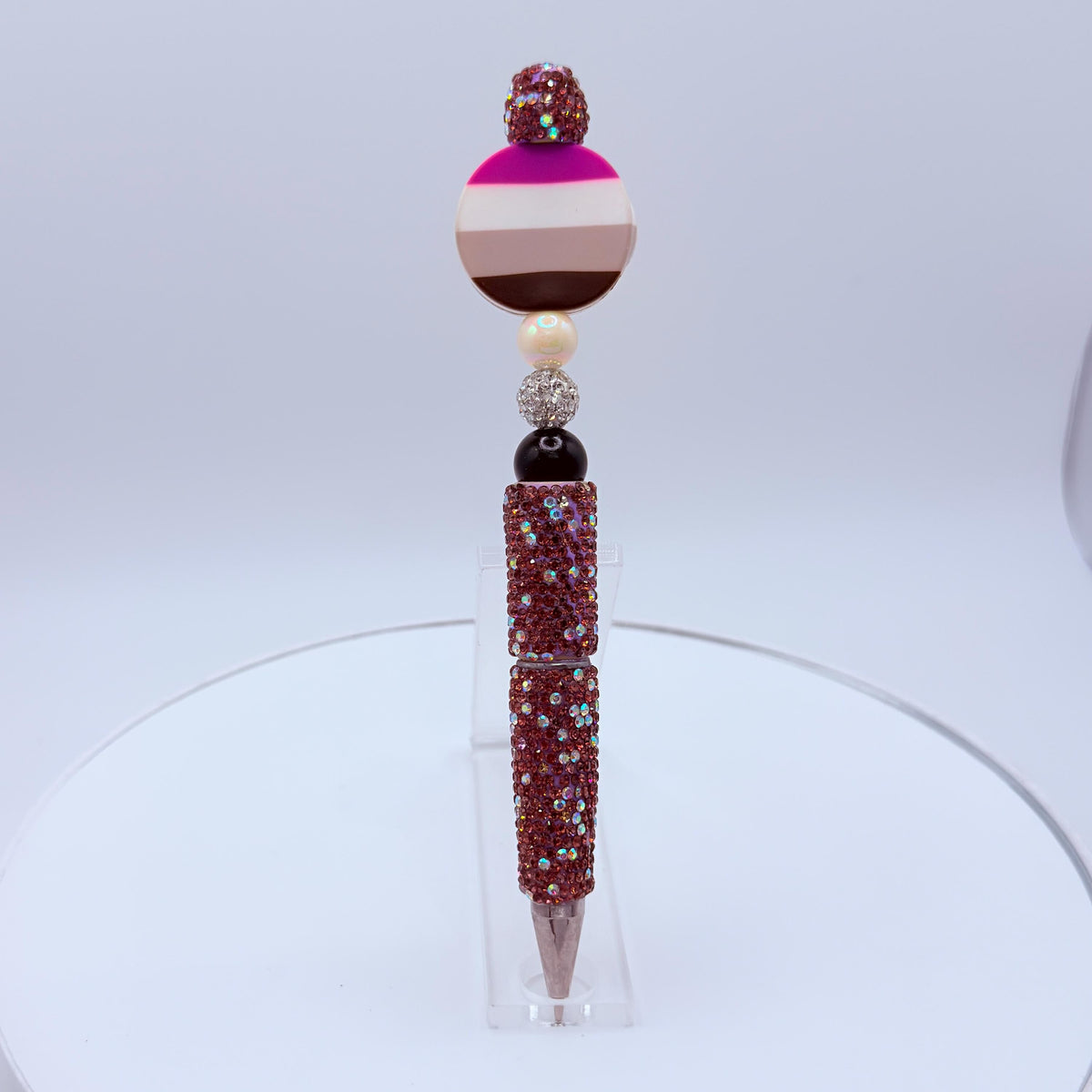 Asexual Pride Beaded Pen | Super Sparkly Retractable Pen