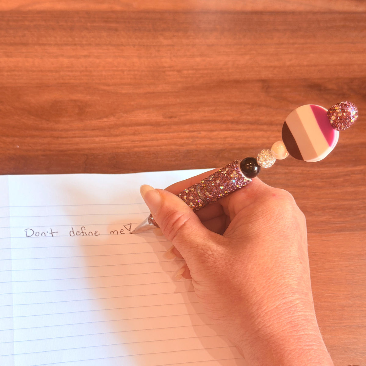Asexual Pride Beaded Pen | Super Sparkly Retractable Pen