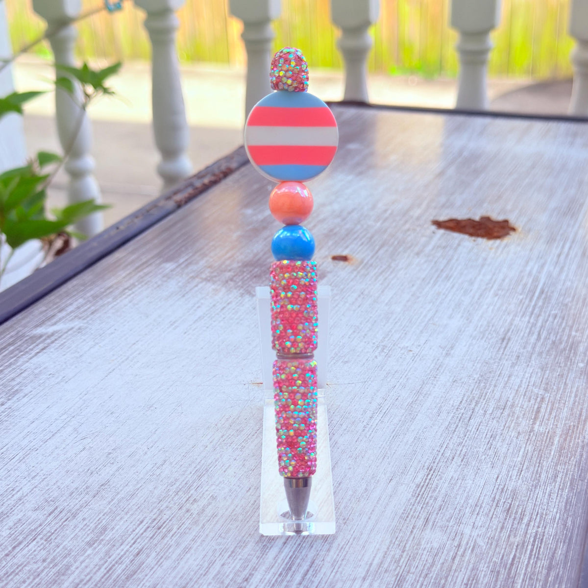 Trans Pride Beaded Pen | Super Sparkly Retractable Pen