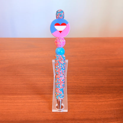 Ageplay Pride Beaded Pen | Super Sparkly Retractable Pen