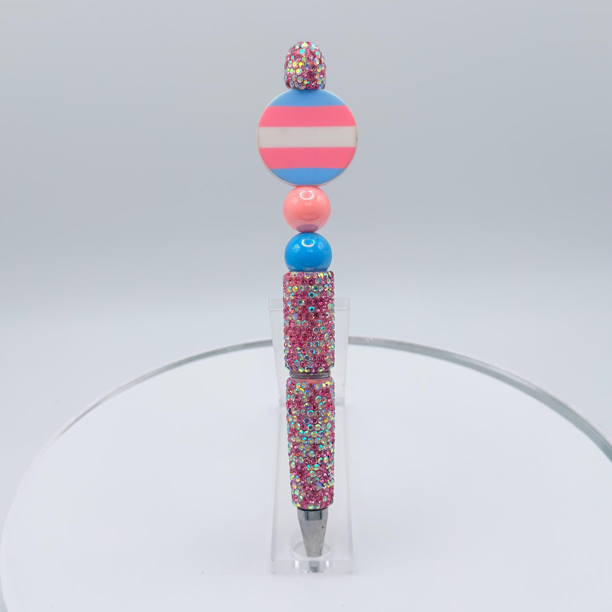 Trans Pride Beaded Pen | Super Sparkly Retractable Pen