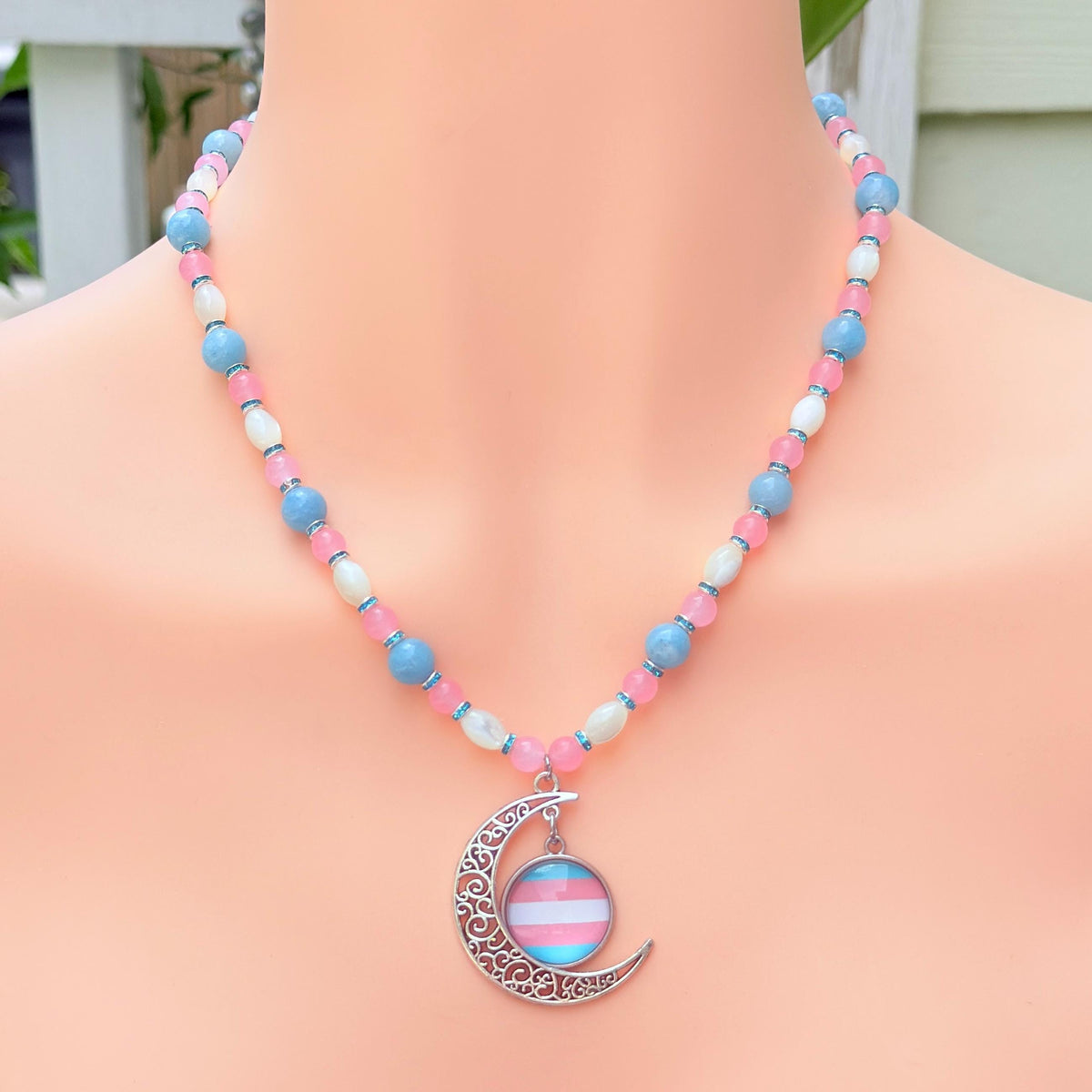 Transgender Pride Crescent LGBTQ Necklace