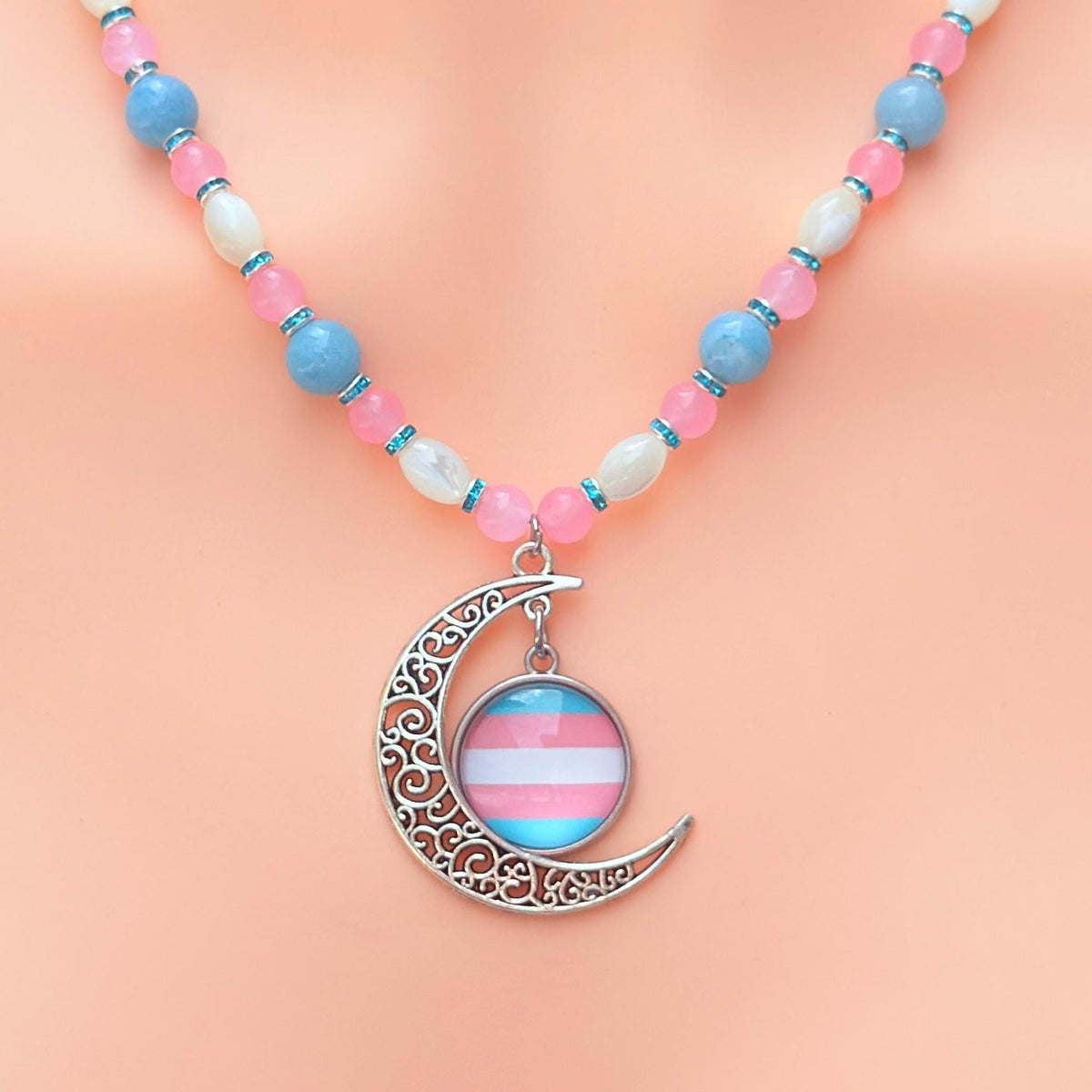 Transgender Pride Crescent LGBTQ Necklace