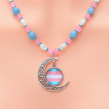 Transgender Pride Crescent LGBTQ Necklace