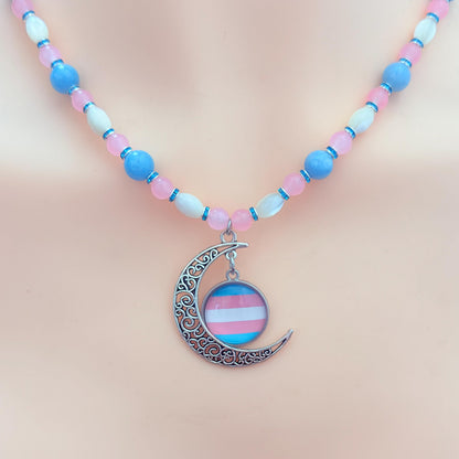 Transgender Pride Crescent LGBTQ Necklace