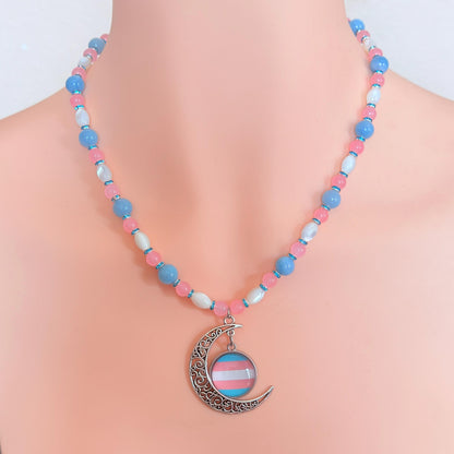 Transgender Pride Crescent LGBTQ Necklace