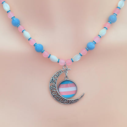 Transgender Pride Crescent LGBTQ Necklace