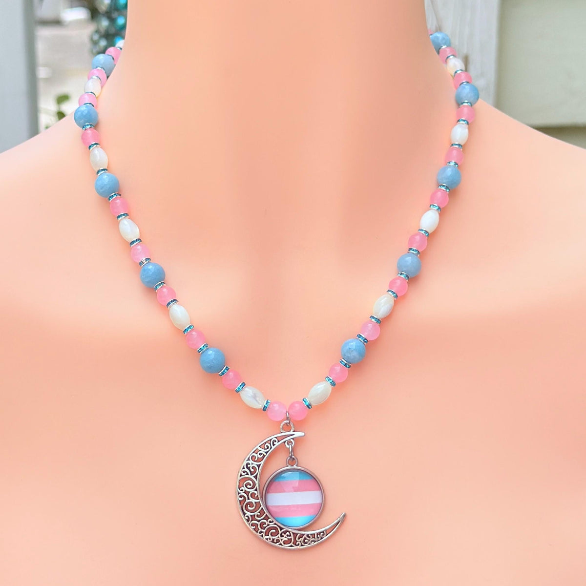 Transgender Pride Crescent LGBTQ Necklace