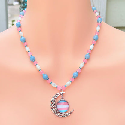 Transgender Pride Crescent LGBTQ Necklace