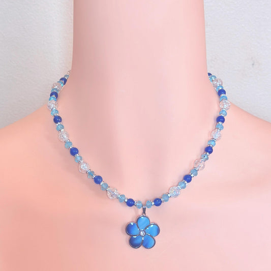 Alaskan Jade Flower Pendant Gemstone Beaded Necklace