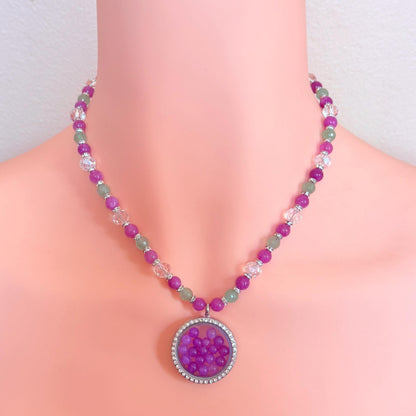 Floating Locket Gemstone Beaded Necklace